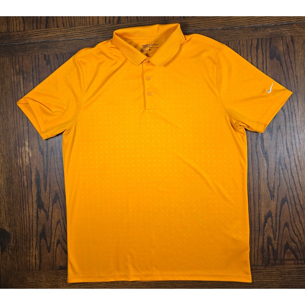 Nike Golf Dri-Fit Orange Tangerine Polo SS Mens Large Shirt